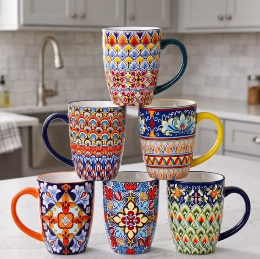 Boho Ceramic Coffee Mugs