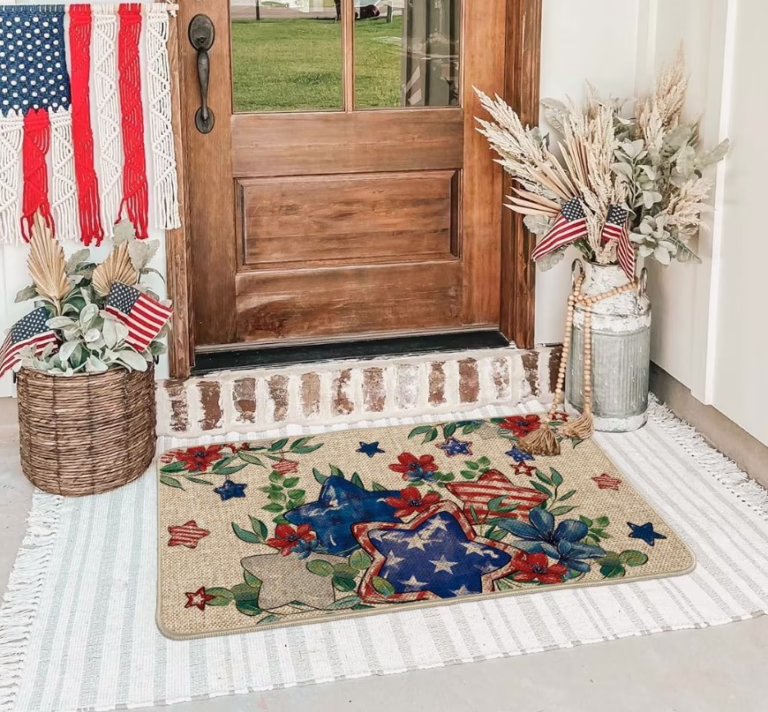 Patriotic Stars/Flowers Doormat