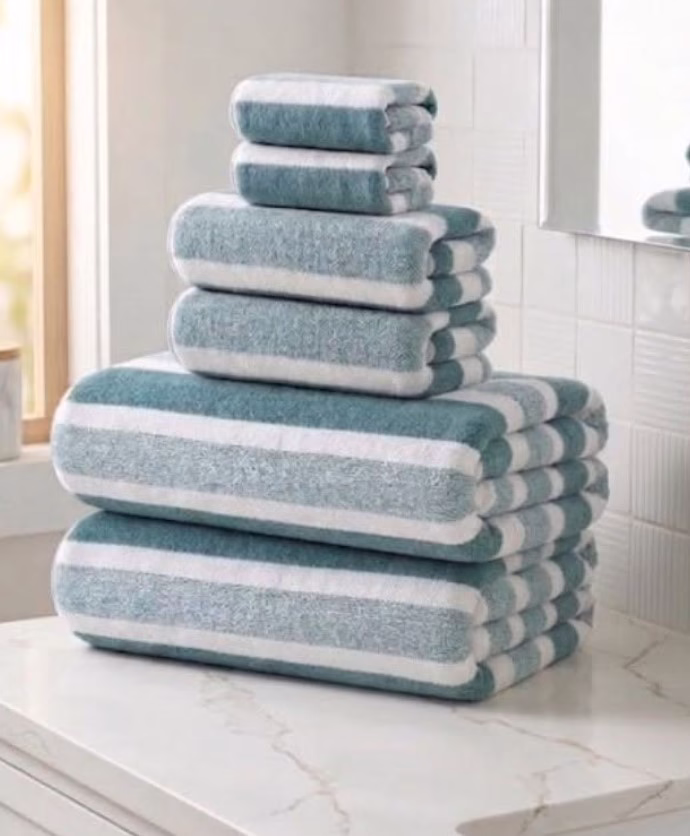 6 Pack Striped Towel Set