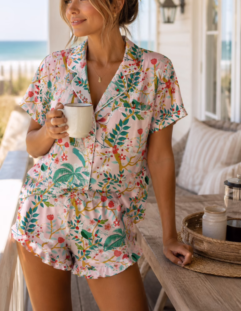 Ekouaer Tropical Print PJs