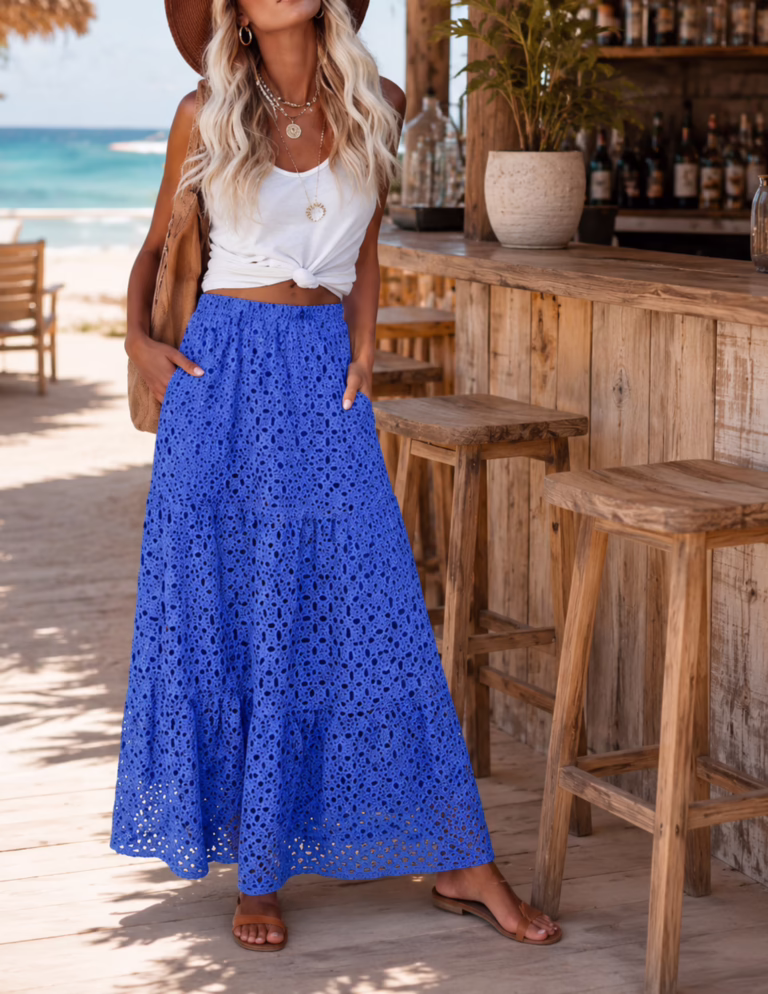 ANRABESS Eyelet Skirt