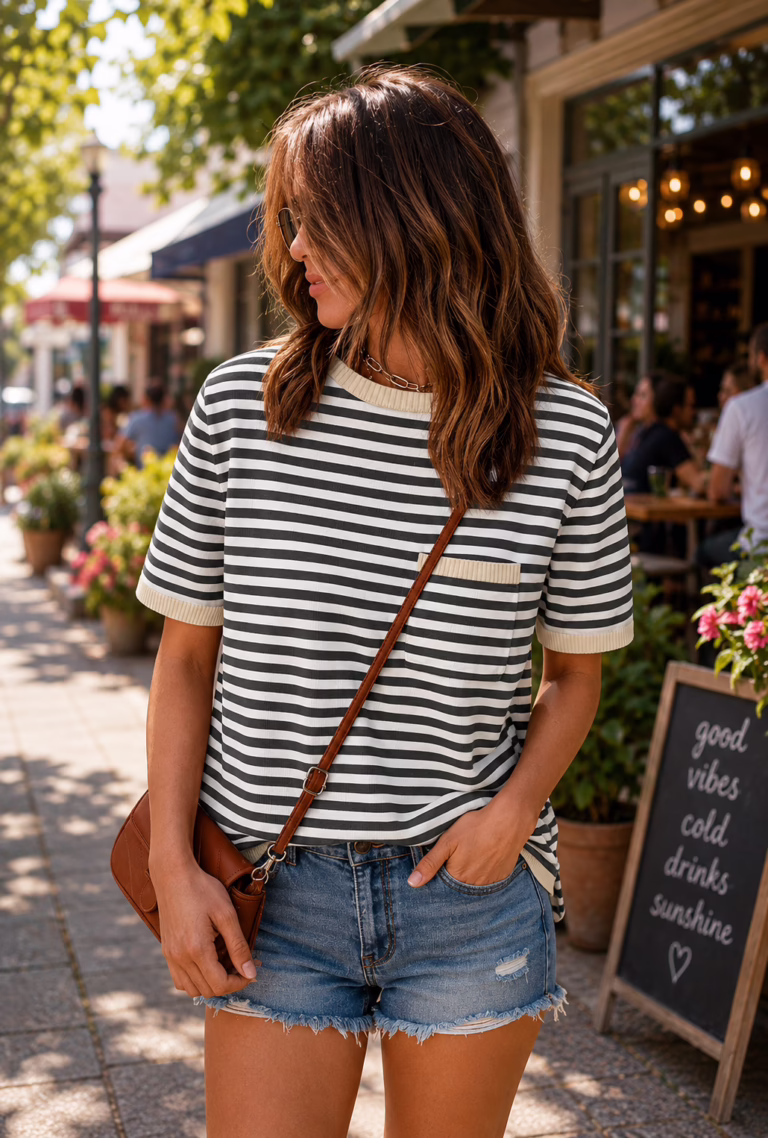 🤍 Striped Sweater Top