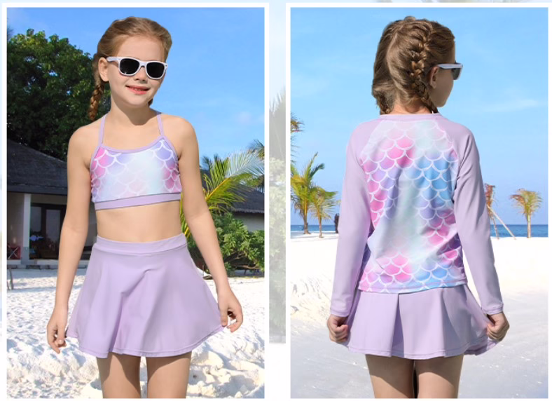 Girls 3 Pcs Swimwear Set