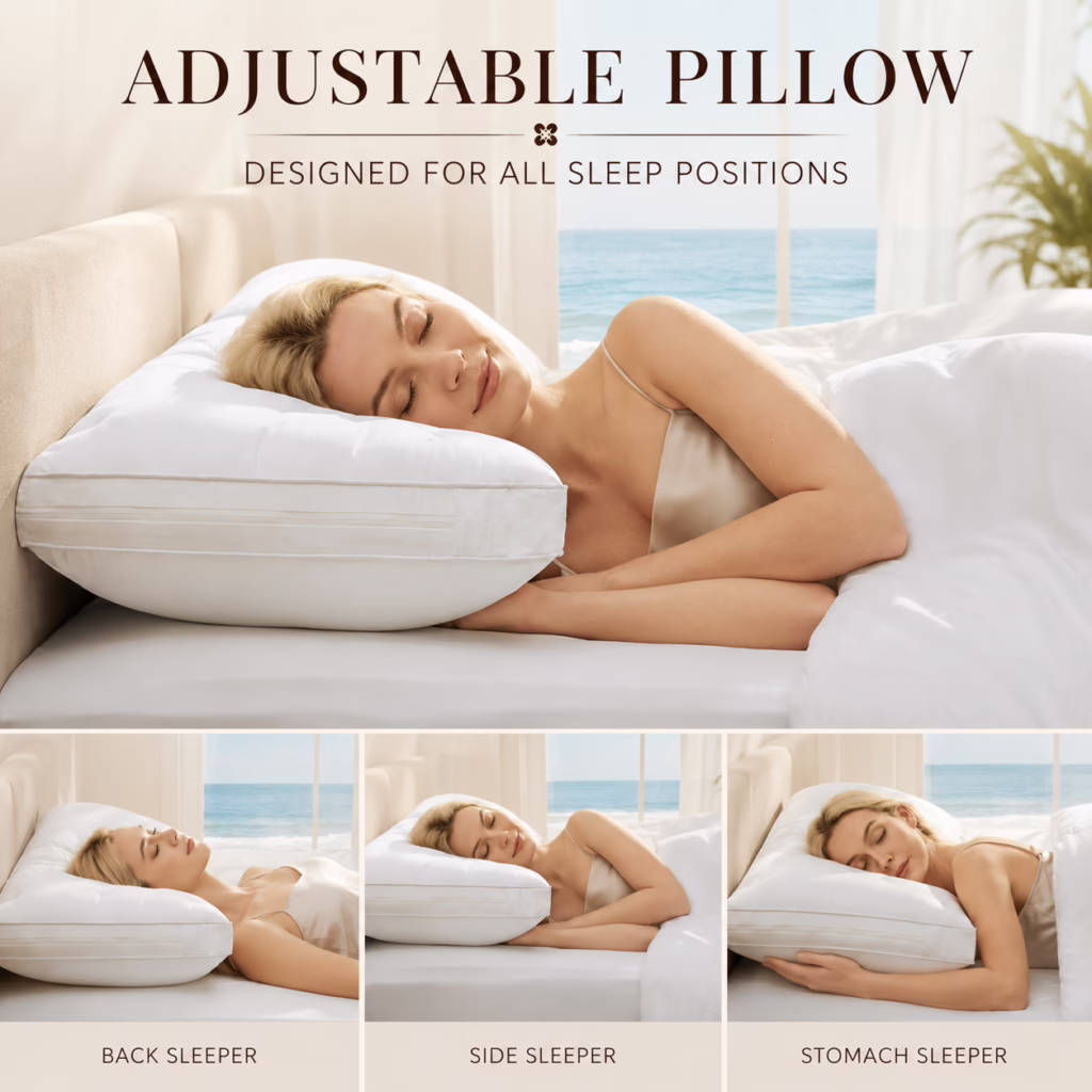  Pillow for Back, Stomach & Side Sleepers