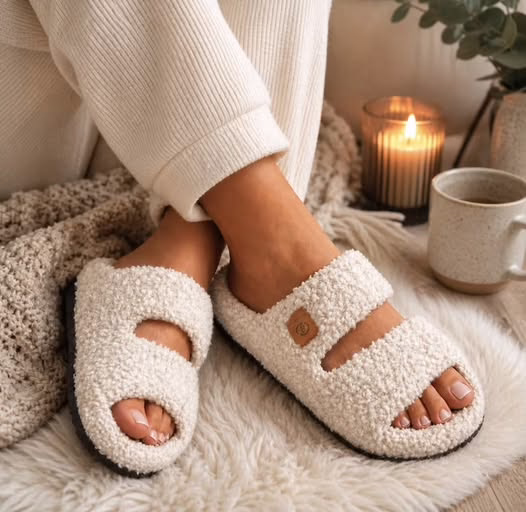Women’s Fuzzy Open-toe Slippers