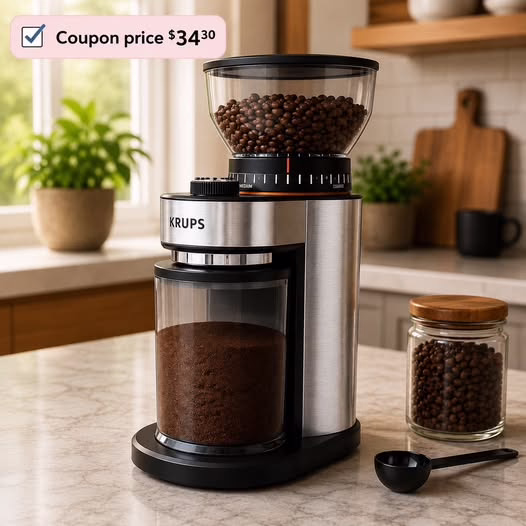 KRUPS Flat Electric Burr Coffee Grinder