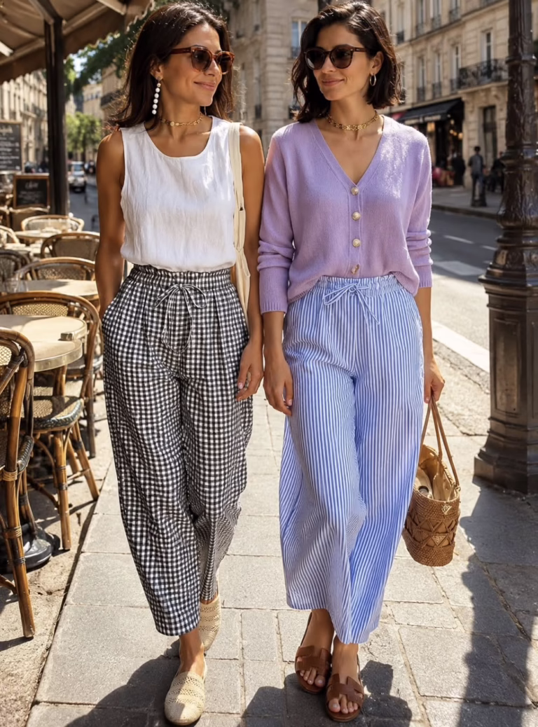 Anrabess Gingham and Striped Pants