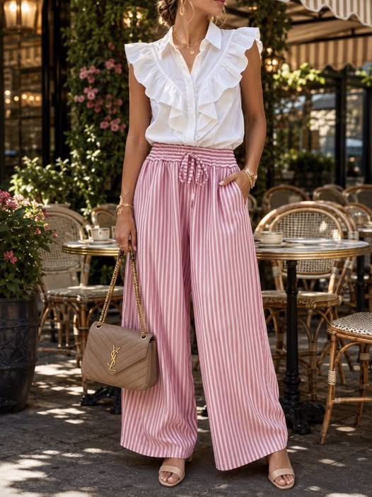 Wide Leg Striped Pants