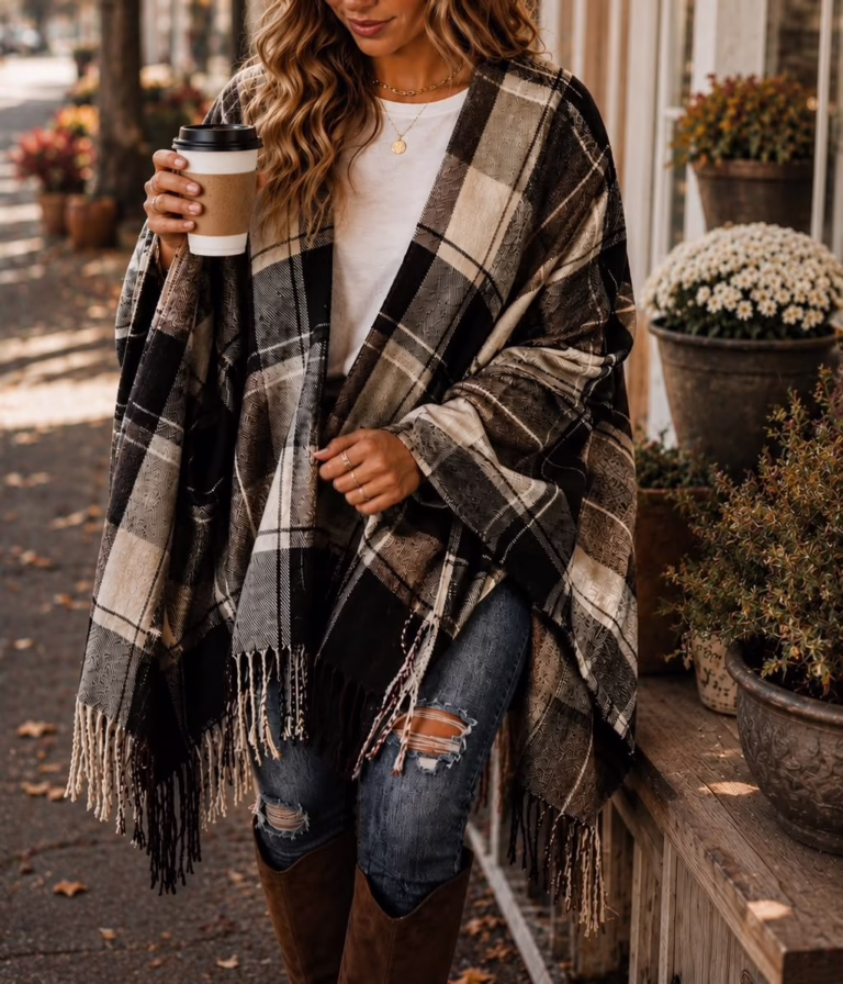 Plaid Poncho