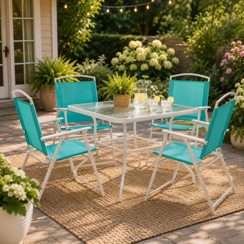 Turquoise patio set = summer! ☀️